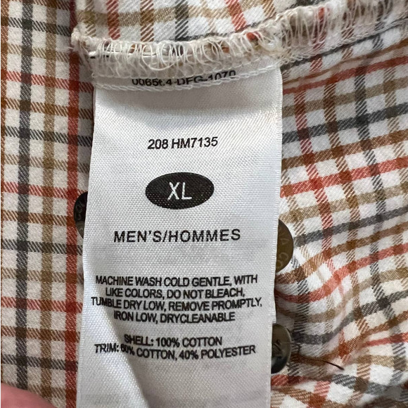 Columbia Men's Button-Down Shirt in Orange Green Tan Plaid River Lodge Size XL - Picture 5 of 6